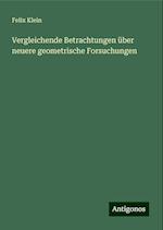 Vergleichende Betrachtungen über neuere geometrische Forsuchungen