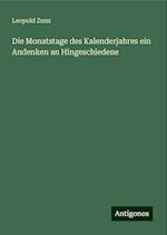 Die Monatstage des Kalenderjahres ein Andenken an Hingeschiedene