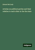 Articles on political parties and their relation to each other in the the state