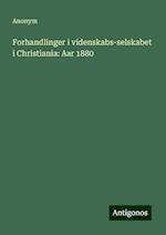 Forhandlinger i videnskabs-selskabet i Christiania: Aar 1880