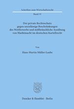 Der private Rechtsschutz gegen unzulässige Beschränkungen des Wettbewerbs und mißbräuchliche Ausübung von Marktmacht im deutschen Kartellrecht.