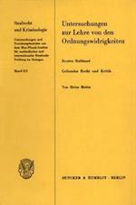 Untersuchungen zur Lehre von den Ordnungswidrigkeiten II