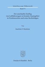 Der unerlaubte Einflug von Luftfahrzeugen in fremdes Staatsgebiet in Friedenszeiten und seine Rechtsfolgen.