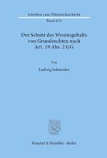 Der Schutz des Wesensgehalts von Grundrechten nach Art. 19 Abs. 2 GG.