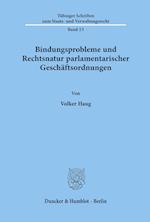 Bindungsprobleme und Rechtsnatur parlamentarischer Geschäftsordnungen.