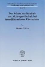 Fridrich, J: Schutz des Kapitals der Aktiengesellschaft