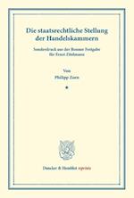 Die staatsrechtliche Stellung der Handelskammern