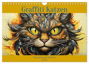 Graffiti Katzen (Wandkalender 2025 DIN A4 quer), CALVENDO Monatskalender