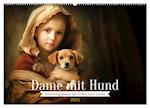 Dame mit Hund (Wandkalender 2025 DIN A2 quer), CALVENDO Monatskalender