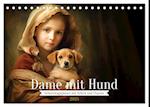 Dame mit Hund (Tischkalender 2025 DIN A5 quer), CALVENDO Monatskalender