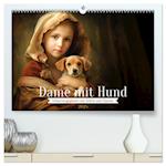 Dame mit Hund (hochwertiger Premium Wandkalender 2025 DIN A2 quer), Kunstdruck in Hochglanz