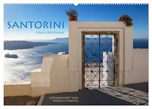 Santorini Fira & Firostefani (Wandkalender 2025 DIN A2 quer), CALVENDO Monatskalender