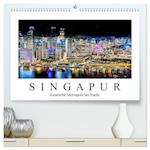 Singapur - Asiatische Metropole bei Nacht (hochwertiger Premium Wandkalender 2025 DIN A2 quer), Kunstdruck in Hochglanz