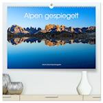 Alpen gespiegelt (hochwertiger Premium Wandkalender 2025 DIN A2 quer), Kunstdruck in Hochglanz