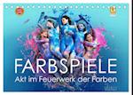 FARBSPIELE - Akt im Feuerwerk der Farben (Tischkalender 2025 DIN A5 quer), CALVENDO Monatskalender