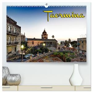 Taormina zur blauen Stunde (hochwertiger Premium Wandkalender 2025 DIN A2 quer), Kunstdruck in Hochglanz