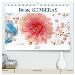 Bunte Gerberas (hochwertiger Premium Wandkalender 2025 DIN A2 quer), Kunstdruck in Hochglanz