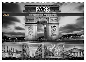 PARIS Monochrome Impressionen (Wandkalender 2025 DIN A2 quer), CALVENDO Monatskalender