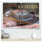 Urzeitreptilien - Krokodil (hochwertiger Premium Wandkalender 2025 DIN A2 quer), Kunstdruck in Hochglanz