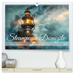 Steampunk Domizile (hochwertiger Premium Wandkalender 2025 DIN A2 quer), Kunstdruck in Hochglanz