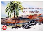 Lanzarote und Teneriffa - Aquarelle (Wandkalender 2025 DIN A3 quer), CALVENDO Monatskalender