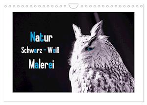 Natur schwarz - weiß Malerei (Wandkalender 2025 DIN A4 quer), CALVENDO Monatskalender