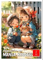 Manga Kinder - ein glückliches Jahr (Wandkalender 2025 DIN A2 hoch), CALVENDO Monatskalender