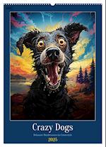 Crazy Dogs Bekannte Hunderassen im Comicstyle (Wandkalender 2025 DIN A2 hoch), CALVENDO Monatskalender