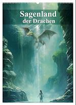 Sagenland der Drachen (Wandkalender 2025 DIN A2 hoch), CALVENDO Monatskalender