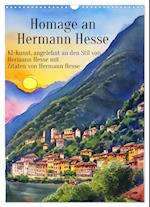 Homage an Hermann Hesse- KI-Kunst angelehnt an den Stil von Hermann Hesse mit Zitaten von Hermann Hesse (Wandkalender 2025 DIN A3 hoch), CALVENDO Monatskalender