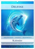 Delfine - Kalender (Wandkalender 2025 DIN A2 hoch), CALVENDO Monatskalender