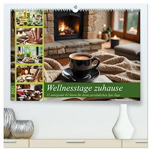 Wellnesstage zuhause - 12 anregende KI Ideen für deine persönlichen Spa Tage (hochwertiger Premium Wandkalender 2025 DIN A2 quer), Kunstdruck in Hochglanz