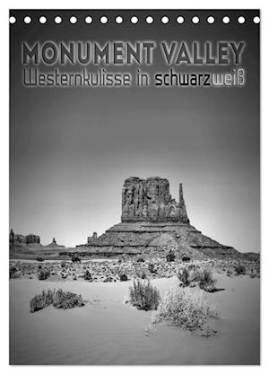 MONUMENT VALLEY Westernkulisse in schwarzweiß (Tischkalender 2025 DIN A5 hoch), CALVENDO Monatskalender