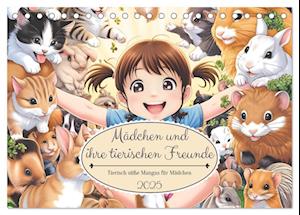 Mädchen und ihre tierischen Freunde - Tierisch süße Mangas für Mädchen (Tischkalender 2025 DIN A5 quer), CALVENDO Monatskalender