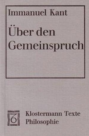 Uber Den Gemeinspruch