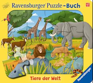 Ravensburger Puzzle-Buch: Tiere der Welt - Kinderbuch ab 3 Jahren, Puzzle mit 12 Teilen, Spielbuch, Wimmelbuch, Pappbilderbuch