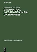 Grammatical Information in ESL Dictionaries