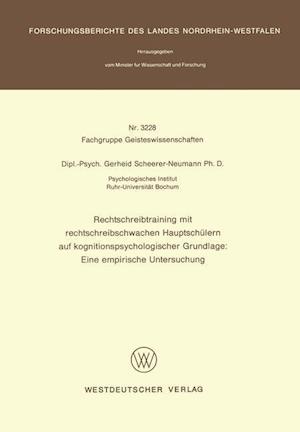 Rechtschreibtraining mit rechtschreibschwachen Hauptschülern auf kognitionspsychologischer Grundlage: Eine empirische Untersuchung