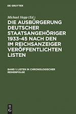Listen in Chronologischer Reihenfolge / Lists in Chronological Order