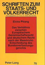 Das Verhaeltnis Zwischen Europaeischem Gemeinschaftsrecht Und Deutschem Recht Nach Der Maastricht-Entscheidung Des Bundesverfassungsgerichts