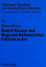 Rudolf Kassner and Hugo Von Hofmannsthal