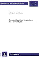 Storia Della Critica Leopardiana Dal 1961 Al 1996