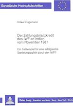 Der Zahlungsbilanzkredit Des Iwf an Indien Vom November 1981