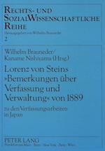 Lorenz Von Steins -Bemerkungen Ueber Verfassung Und Verwaltung- Von 1889