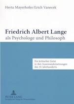Friedrich Albert Lange ALS Psychologe Und Philosoph
