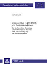 Organuntreue ( 266 Stgb) Und Business Judgment