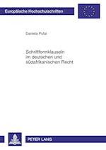 Schriftformklauseln Im Deutschen Und Suedafrikanischen Recht