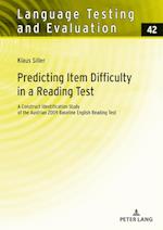 Predicting Item Difficulty in a Reading Test