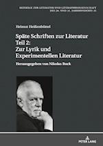 Spaete Schriften Zur Literatur. Teil 2: Zur Lyrik Und Experimentellen Literatur