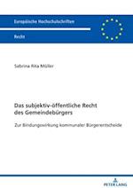 Das subjektiv-oeffentliche Recht des Gemeindebuergers